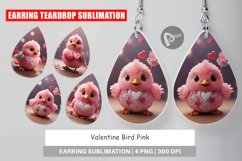 Earring teardrop Valentine Bird Pink Product Image 1