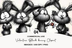 Valentine Black bunny Clipart Product Image 1