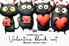 Valentine black cat Clipart Product Image 1