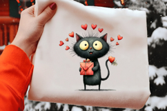Valentine black cat Clipart Product Image 2