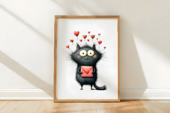Valentine black cat Clipart Product Image 3