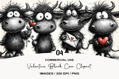 Valentine Black Cow Clipart Product Image 1