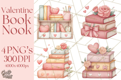 Valentine Book Nook Clipart, Mini Library Valentine Art Product Image 1