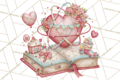 Valentine Book Clipart PNG, Whimsical Reading Product Image 4
