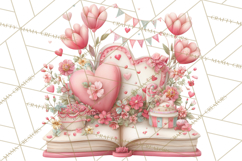 Valentine Book Clipart PNG, Whimsical Reading Product Image 4