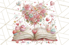 Valentine Book Clipart PNG, Whimsical Reading Product Image 5