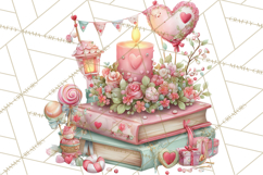 Valentine Book Clipart PNG, Whimsical Reading Product Image 5