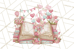 Valentine Book Clipart PNG, Whimsical Reading Product Image 4