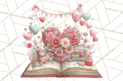 Valentine Book Clipart PNG, Whimsical Reading Product Image 3