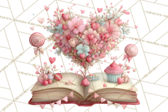 Valentine Book Clipart PNG, Whimsical Reading Product Image 5