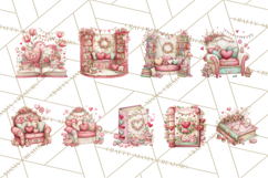 Valentine Book Clipart PNG, Whimsical Reading Product Image 5