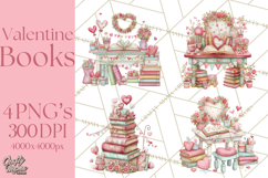 Valentine Book Clipart PNG, Whimsical Reading Product Image 1