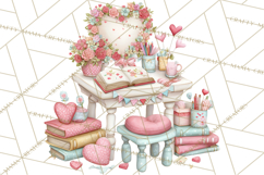 Valentine Book Clipart PNG, Whimsical Reading Product Image 5