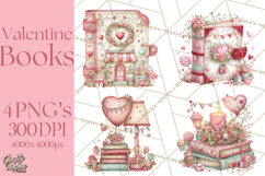 Valentine Book Clipart PNG, Whimsical Reading Product Image 1