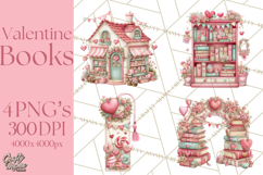 Valentine Book Clipart PNG, Whimsical Reading Product Image 1
