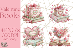 Valentine Book Clipart PNG, Whimsical Reading Product Image 1