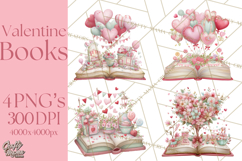 Valentine Book Clipart PNG, Whimsical Reading Product Image 1