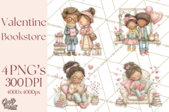 Valentine Bookstore Clipart PNG Cute Library Romance Product Image 1
