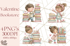 Valentine Bookstore Clipart PNG Cute Library Romance Product Image 1