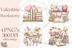 Valentine Bookstore Clipart PNG Cute Library Romance Product Image 1