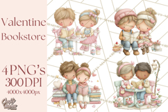 Valentine Bookstore Clipart PNG Cute Library Romance Product Image 1