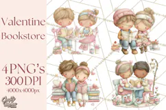 Valentine Bookstore Clipart PNG Cute Library Romance Product Image 1