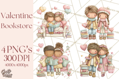 Valentine Bookstore Clipart PNG Cute Library Romance Product Image 1