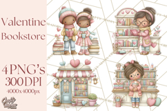 Valentine Bookstore Clipart PNG Cute Library Romance Product Image 1
