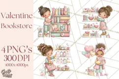 Valentine Bookstore Clipart PNG Cute Library Romance Product Image 1