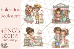 Valentine Bookstore Clipart PNG Cute Library Romance Product Image 1