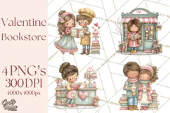 Valentine Bookstore Clipart PNG Cute Library Romance Product Image 1