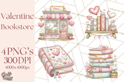 Valentine Bookstore Clipart PNG Cute Library Romance Product Image 1