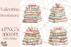 Valentine Bookstore Clipart PNG Cute Library Romance Product Image 1