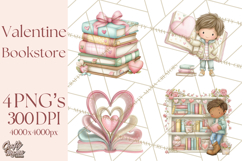 Valentine Bookstore Clipart PNG Cute Library Romance Product Image 1