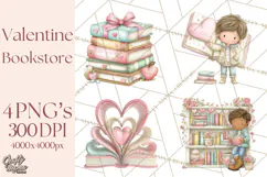 Valentine Bookstore Clipart PNG Cute Library Romance Product Image 1