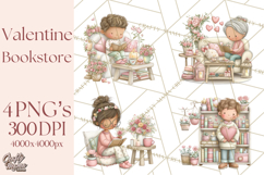 Valentine Bookstore Clipart PNG Cute Library Romance Product Image 1