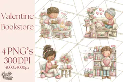 Valentine Bookstore Clipart PNG Cute Library Romance Product Image 1