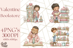 Valentine Bookstore Clipart PNG Cute Library Romance Product Image 1