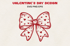 Valentine Bow with Hearts Cute Love Ribbon SVG PNG EPS Product Image 1