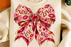 XOXO Love Valentine Bow PNG | Rhinestone Coquette Heart Png Product Image 2