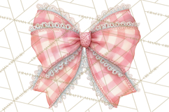 Valentine Bow Clipart PNG, Cute Pastel Bows, Heart Pattern Product Image 2