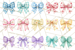 Valentine Bow Clipart PNG, Cute Pastel Bows, Heart Pattern Product Image 4