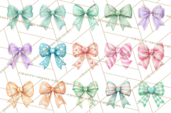 Valentine Bow Clipart PNG, Cute Pastel Bows, Heart Pattern Product Image 5