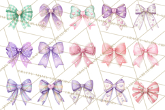 Valentine Bow Clipart PNG, Cute Pastel Bows, Heart Pattern Product Image 6