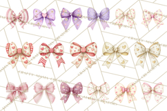 Valentine Bow Clipart PNG, Cute Pastel Bows, Heart Pattern Product Image 7