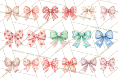 Valentine Bow Clipart PNG, Cute Pastel Bows, Heart Pattern Product Image 8