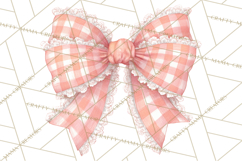 Valentine Bow Clipart PNG, Cute Pastel Bows, Heart Pattern Product Image 3