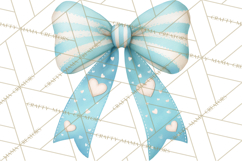 Valentine Bow Clipart PNG, Cute Pastel Bows, Heart Pattern Product Image 4