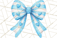 Valentine Bow Clipart PNG, Cute Pastel Bows, Heart Pattern Product Image 5