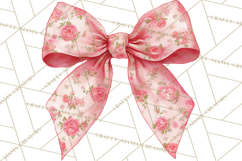 Valentine Bow Clipart PNG, Cute Pastel Bows, Heart Pattern Product Image 2